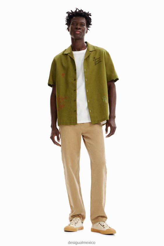 Desigual hombres camisa resort bordada VZ26R01648 ropa