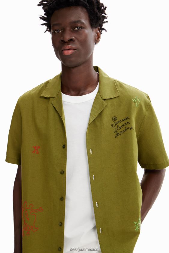 Desigual hombres camisa resort bordada VZ26R01648 ropa