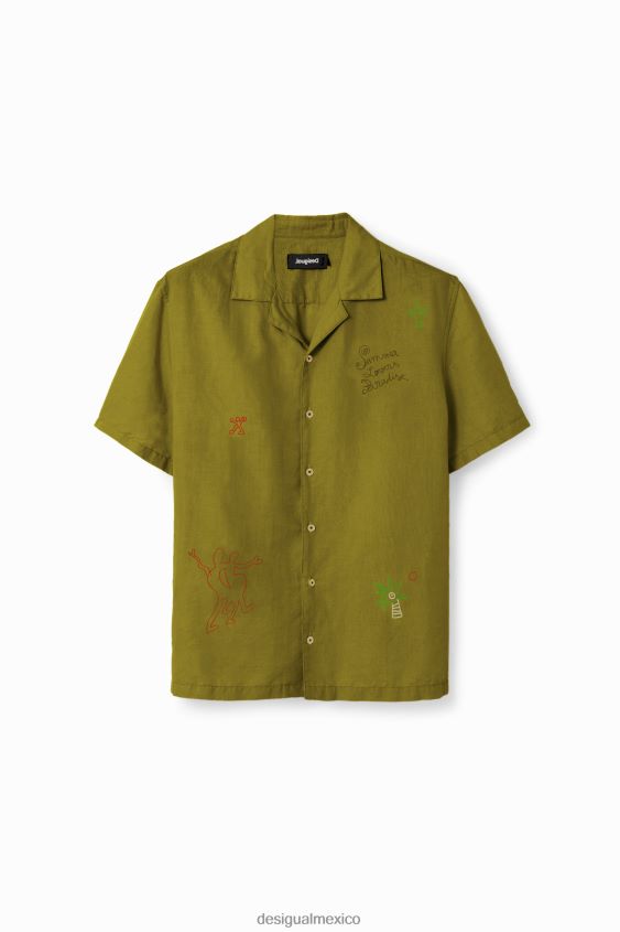 Desigual hombres camisa resort bordada VZ26R01648 ropa