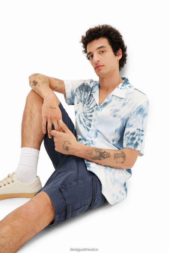 Desigual hombres camisa resort con efecto tie-dye VZ26R01585 ropa