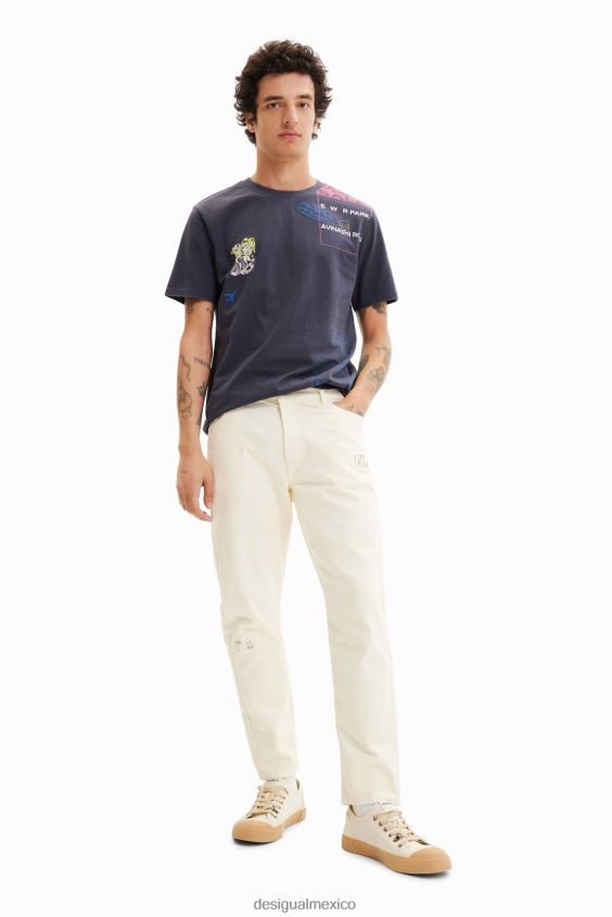 Desigual hombres camiseta artística bordada VZ26R01554 ropa