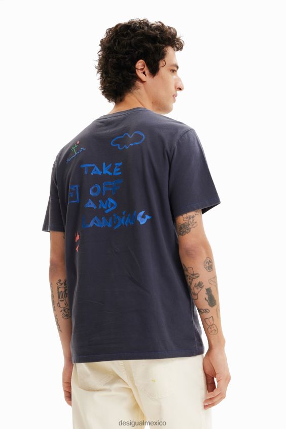 Desigual hombres camiseta artística bordada VZ26R01554 ropa