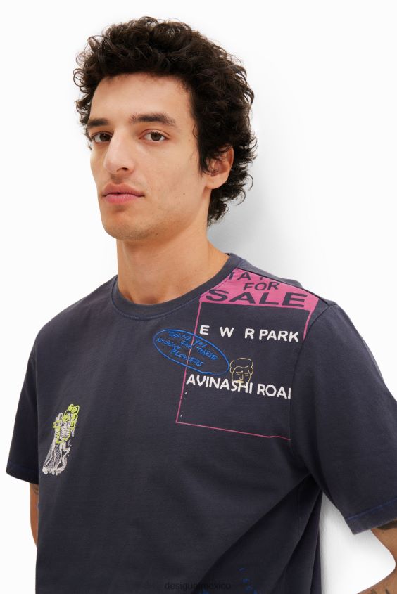 Desigual hombres camiseta artística bordada VZ26R01554 ropa