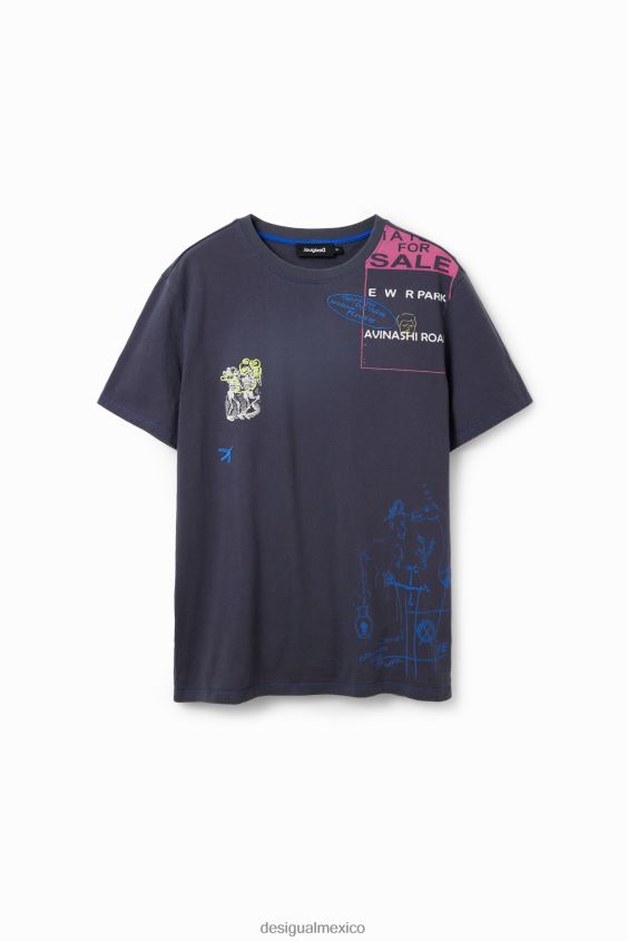 Desigual hombres camiseta artística bordada VZ26R01554 ropa
