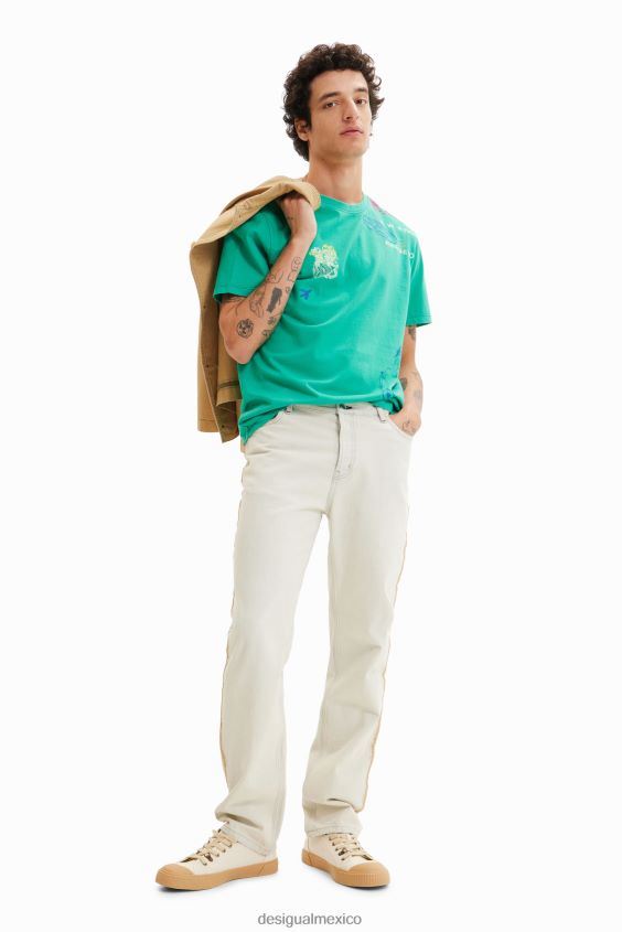 Desigual hombres camiseta artística bordada VZ26R01570 ropa
