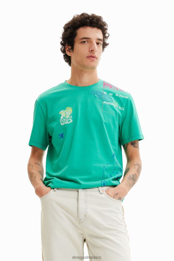 Desigual hombres camiseta artística bordada VZ26R01570 ropa