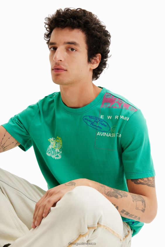 Desigual hombres camiseta artística bordada VZ26R01570 ropa