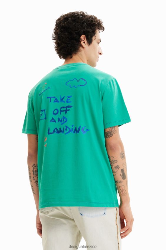 Desigual hombres camiseta artística bordada VZ26R01570 ropa