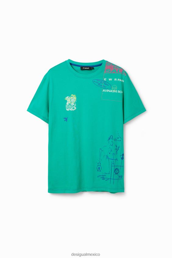 Desigual hombres camiseta artística bordada VZ26R01570 ropa