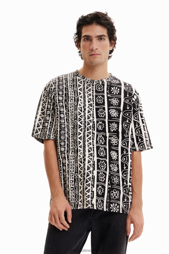 Desigual hombres camiseta con borde artístico VZ26R01691 ropa