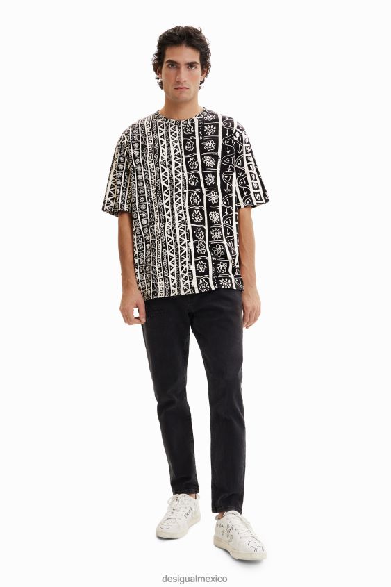 Desigual hombres camiseta con borde artístico VZ26R01691 ropa