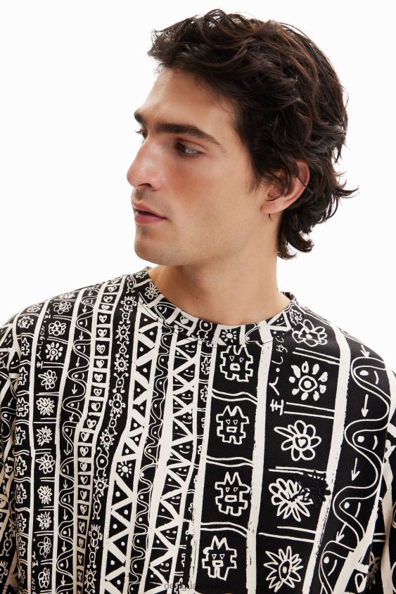 Desigual hombres camiseta con borde artístico VZ26R01691 ropa
