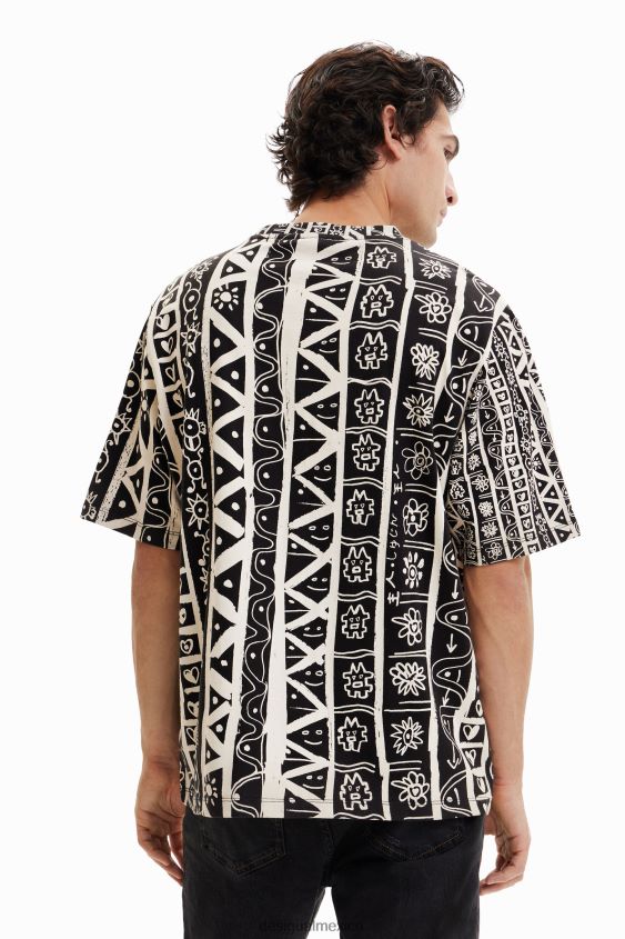 Desigual hombres camiseta con borde artístico VZ26R01691 ropa