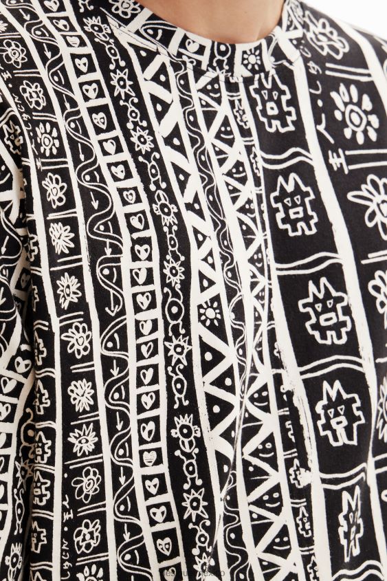 Desigual hombres camiseta con borde artístico VZ26R01691 ropa