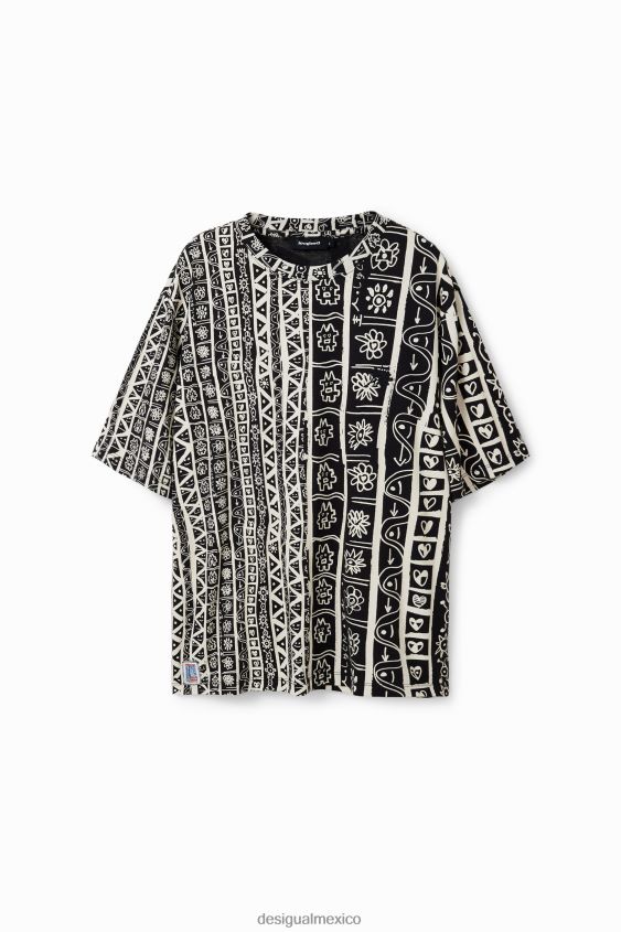 Desigual hombres camiseta con borde artístico VZ26R01691 ropa