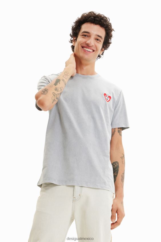 Desigual hombres camiseta con corazón bordado VZ26R01567 ropa