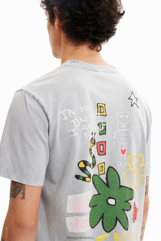Desigual hombres camiseta con corazón bordado VZ26R01567 ropa