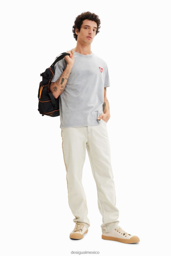 Desigual hombres camiseta con corazón bordado VZ26R01567 ropa