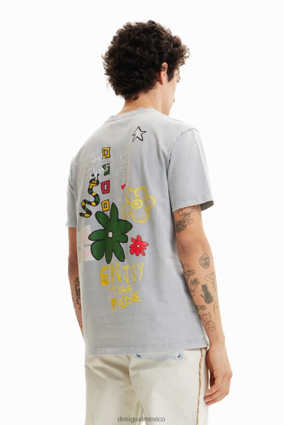 Desigual hombres camiseta con corazón bordado VZ26R01567 ropa