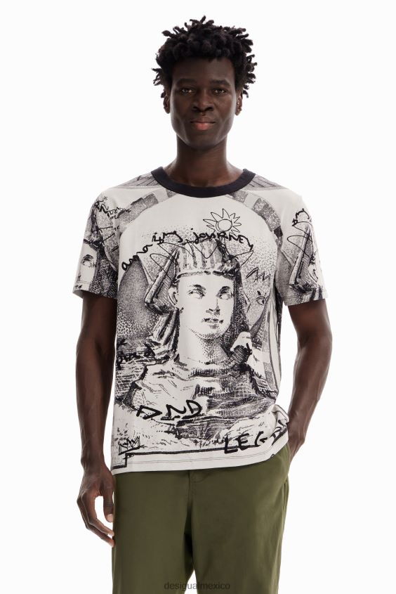 Desigual hombres camiseta con esfinge en contraste VZ26R01598 ropa