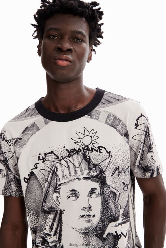 Desigual hombres camiseta con esfinge en contraste VZ26R01598 ropa