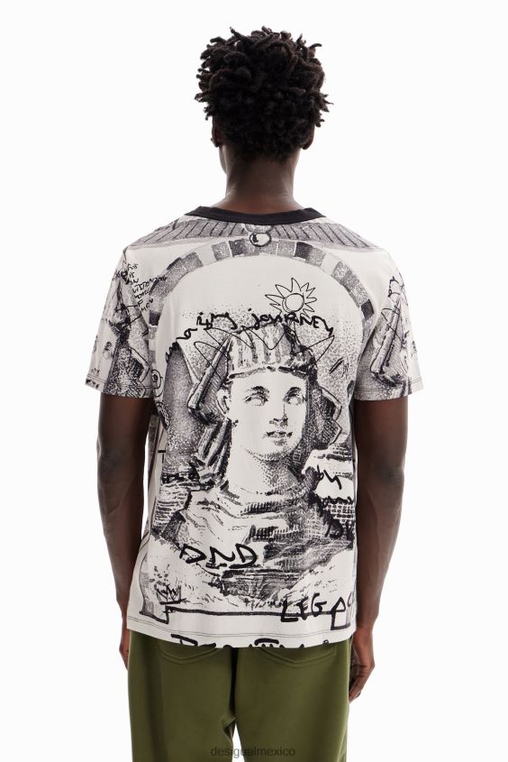 Desigual hombres camiseta con esfinge en contraste VZ26R01598 ropa