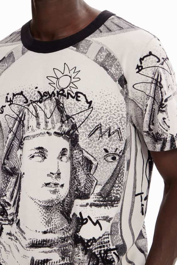 Desigual hombres camiseta con esfinge en contraste VZ26R01598 ropa
