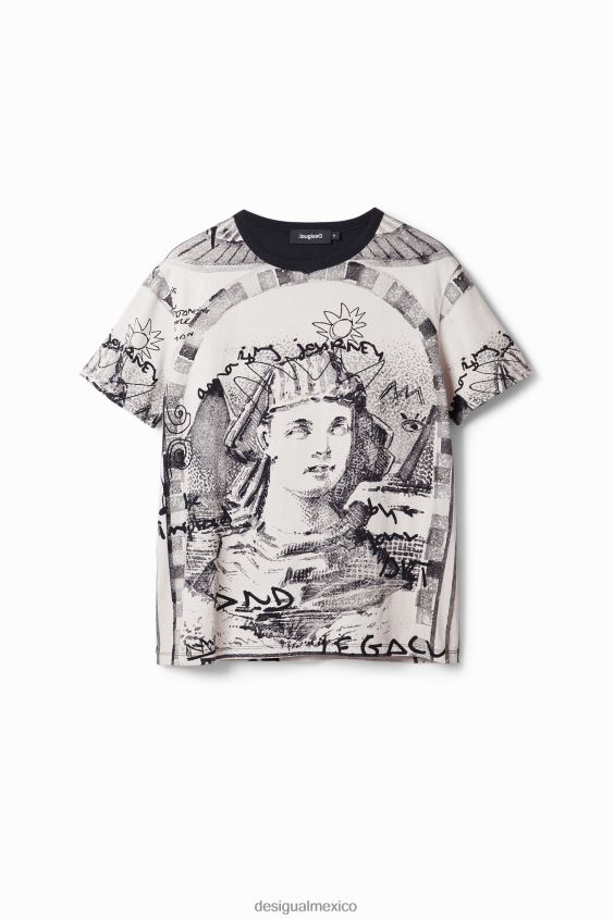 Desigual hombres camiseta con esfinge en contraste VZ26R01598 ropa