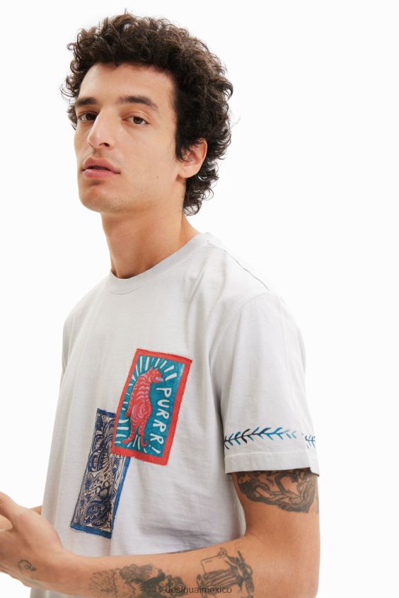 Desigual hombres camiseta con estampado y parche VZ26R01693 ropa
