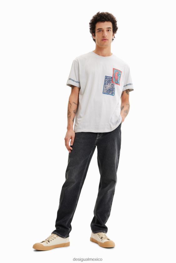 Desigual hombres camiseta con estampado y parche VZ26R01693 ropa