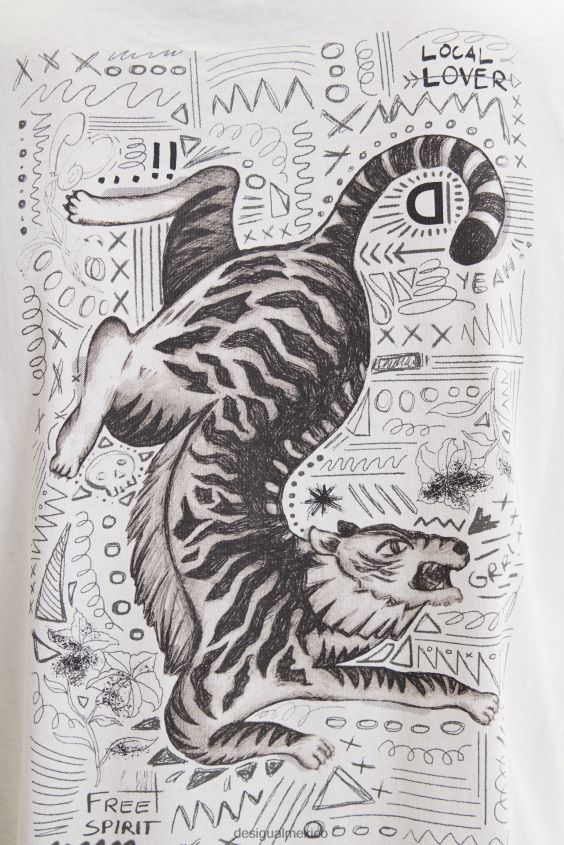 Desigual hombres camiseta con estampado y parche VZ26R01693 ropa