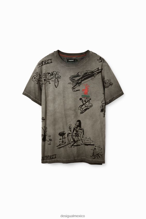 Desigual hombres camiseta con ilustración tejido lavado VZ26R01571 ropa