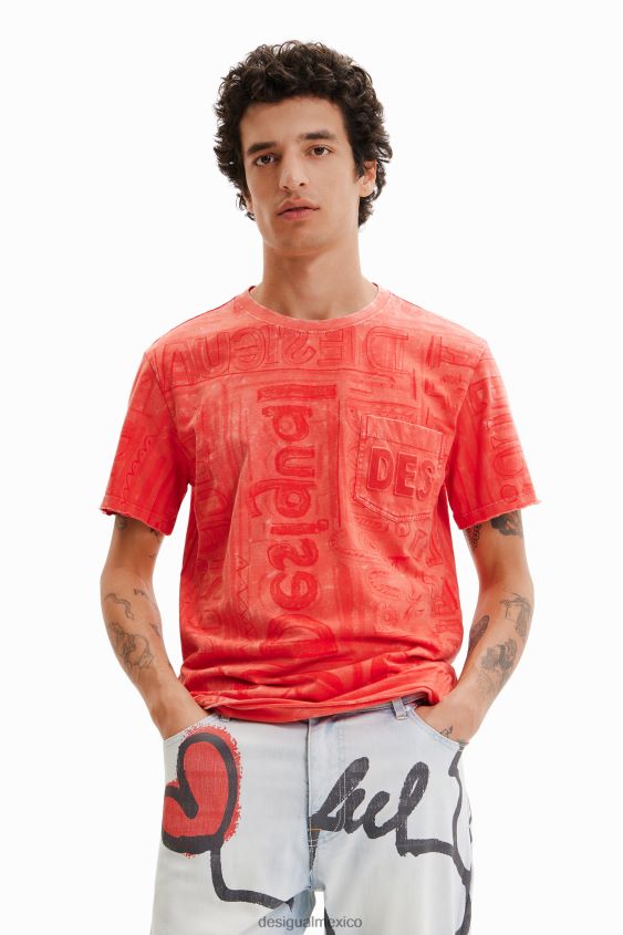 Desigual hombres camiseta con logo en tejido lavado VZ26R01560 ropa