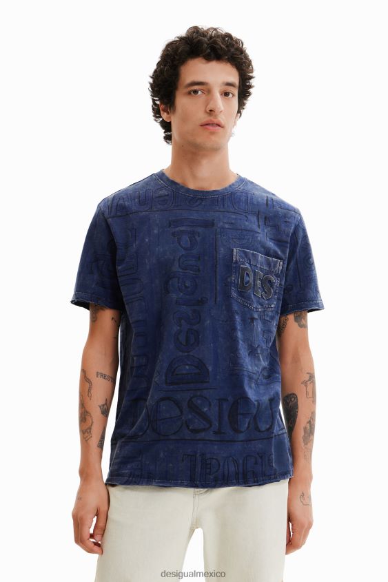 Desigual hombres camiseta con logo en tejido lavado VZ26R01574 ropa