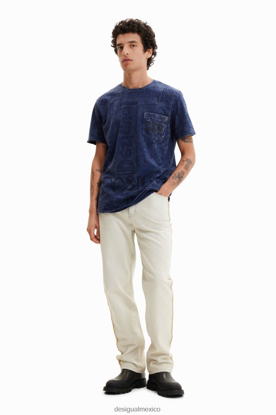 Desigual hombres camiseta con logo en tejido lavado VZ26R01574 ropa