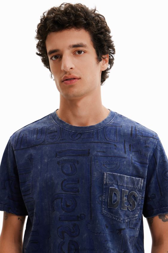 Desigual hombres camiseta con logo en tejido lavado VZ26R01574 ropa