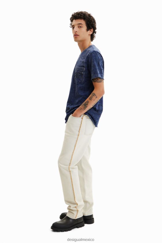 Desigual hombres camiseta con logo en tejido lavado VZ26R01574 ropa