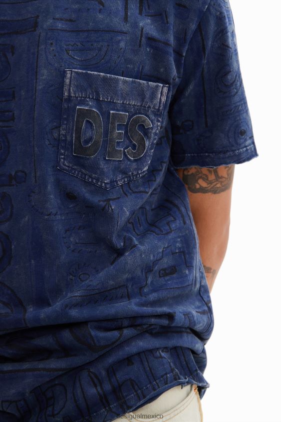 Desigual hombres camiseta con logo en tejido lavado VZ26R01574 ropa