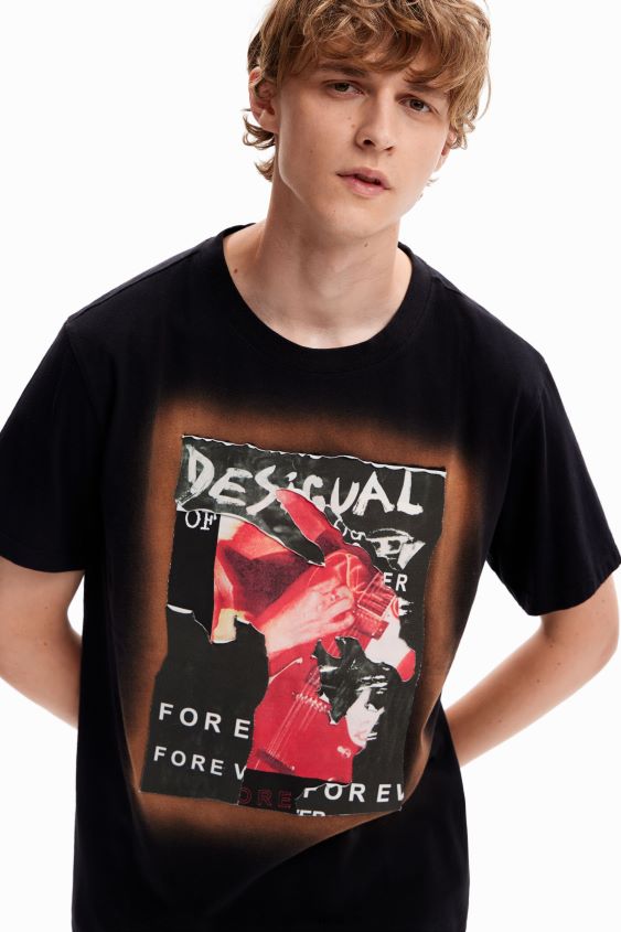 Desigual hombres camiseta con parche de collage VZ26R01618 ropa