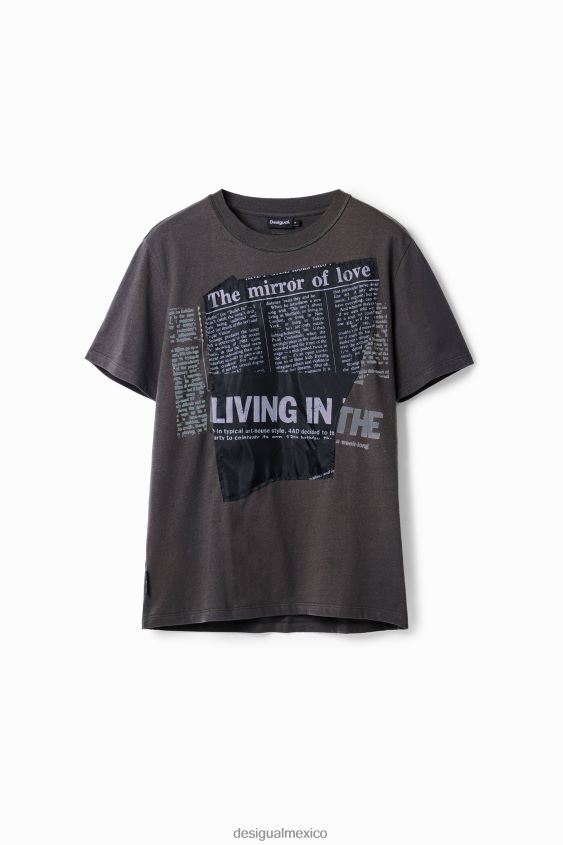 Desigual hombres camiseta con parche de periódico VZ26R01664 ropa