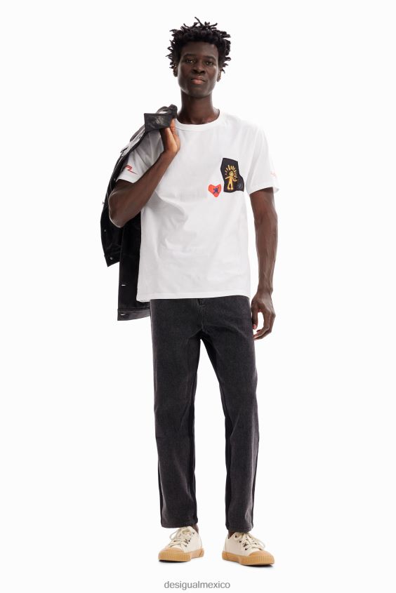 Desigual hombres camiseta con parches de esfinge VZ26R01660 ropa