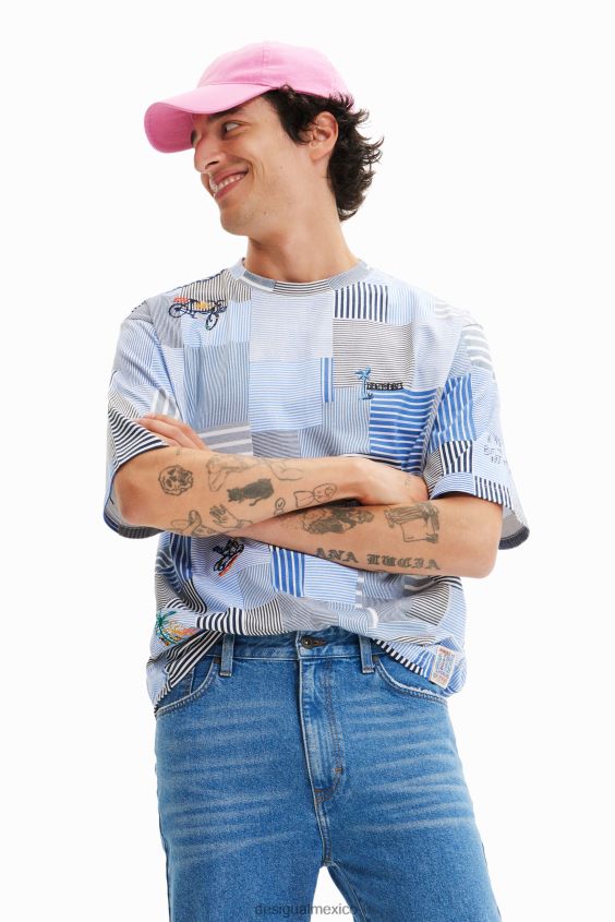 Desigual hombres camiseta con patchwork bordado VZ26R01689 ropa