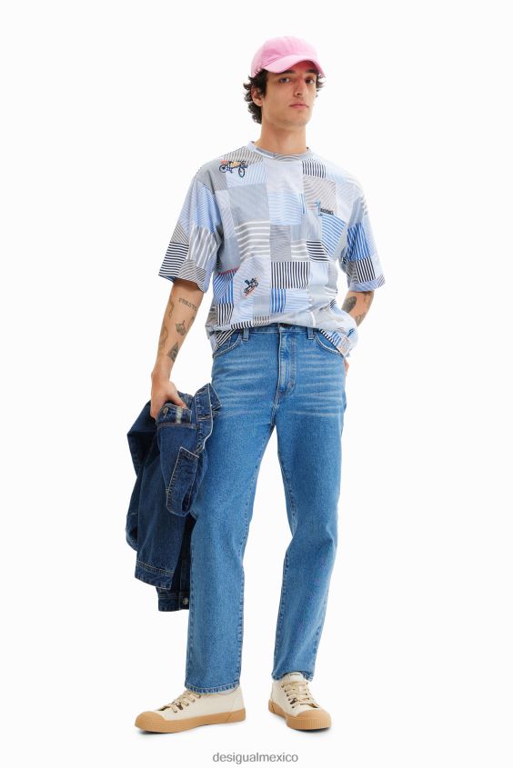 Desigual hombres camiseta con patchwork bordado VZ26R01689 ropa