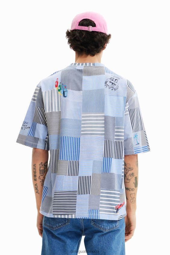 Desigual hombres camiseta con patchwork bordado VZ26R01689 ropa
