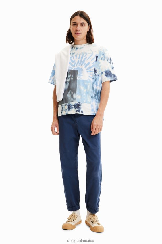 Desigual hombres camiseta con patchwork y efecto tie-dye VZ26R01516 ropa