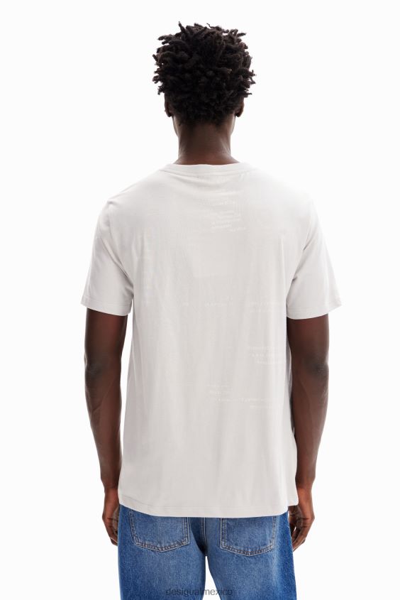 Desigual hombres camiseta de algodón con periódico VZ26R01630 ropa