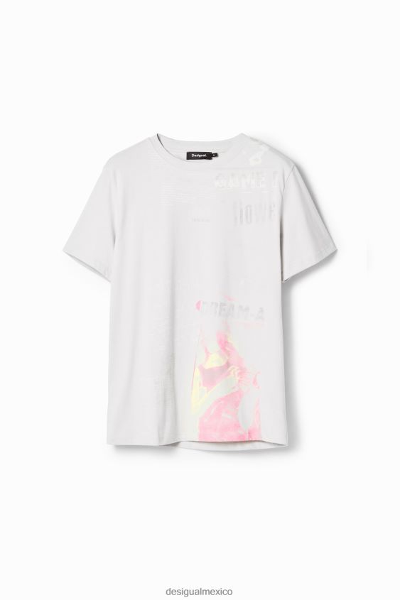 Desigual hombres camiseta de algodón con periódico VZ26R01630 ropa