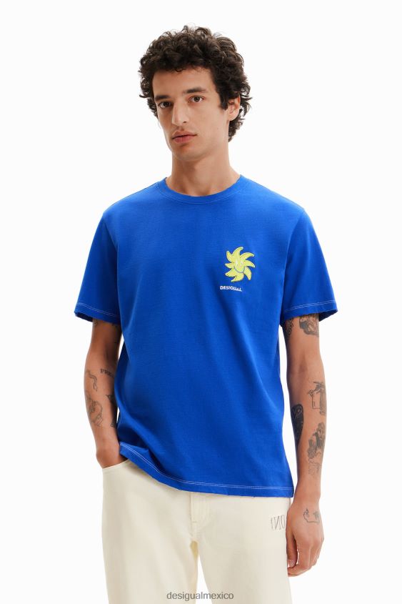 Desigual hombres camiseta de manga corta con diseño de sol VZ26R01573 ropa