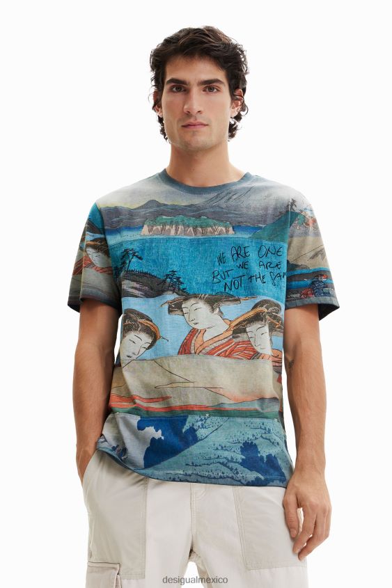 Desigual hombres camiseta de manga corta con estampado japonés VZ26R01559 ropa