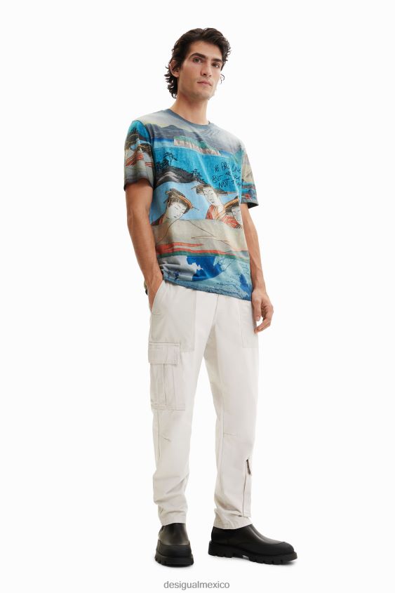 Desigual hombres camiseta de manga corta con estampado japonés VZ26R01559 ropa